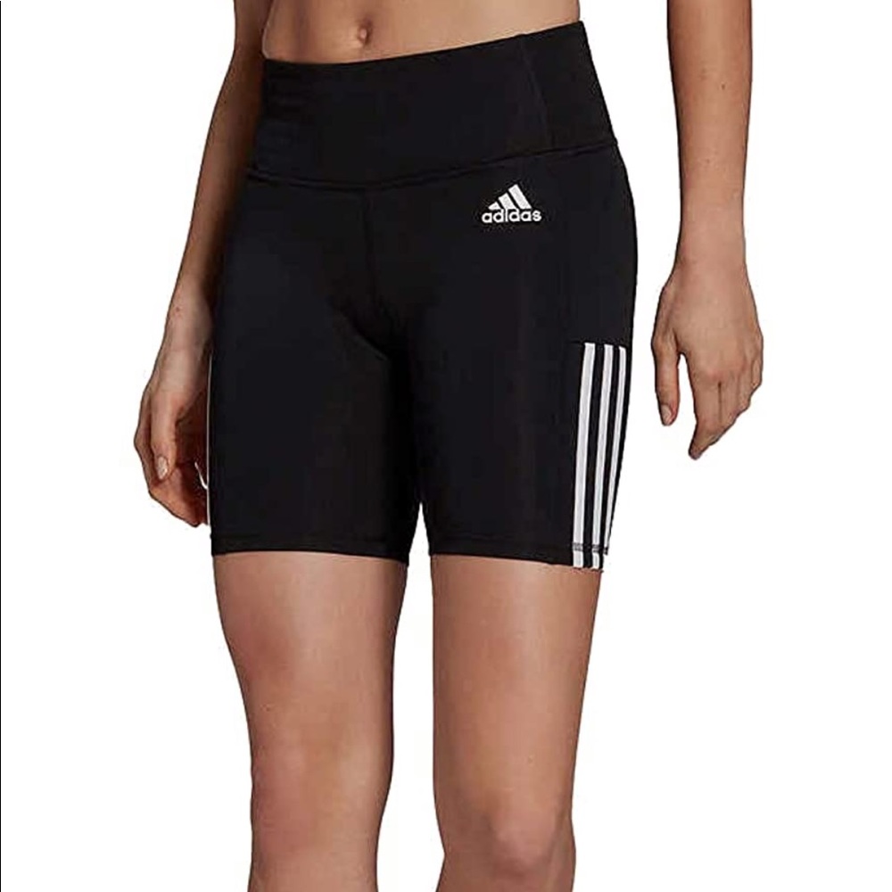 ADIDAS Womens 3 Stripe High Waist Bike Shorts